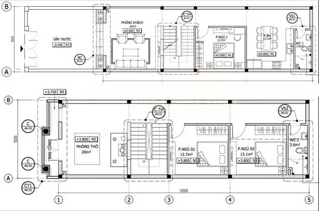 5 mẫu nhà 2 tầng 3 phòng ngủ 5x16m đẹp mà ai cũng mơ ước