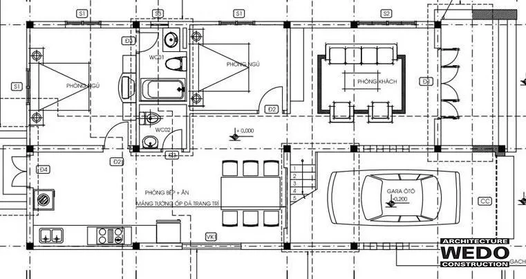 Bản vẽ mẫu biệt thự 1 tầng nghỉ dưỡng hiện đại ở Đà Nẵng