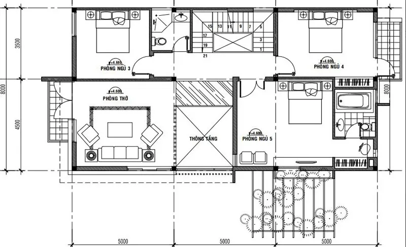 Bản vẽ nhà 2 tầng 7x12m chi phí thi công 1.8 tỷ