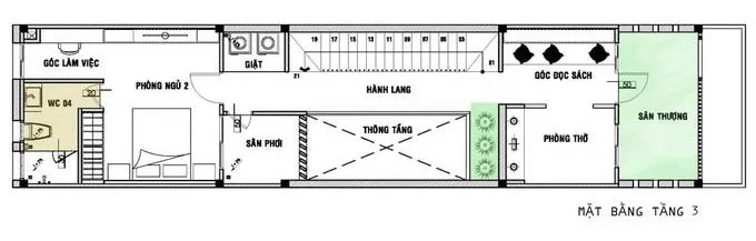 Bản vẽ thiết kế nhà ống 3 tầng hoàn hảo cho gia đình hiện đại