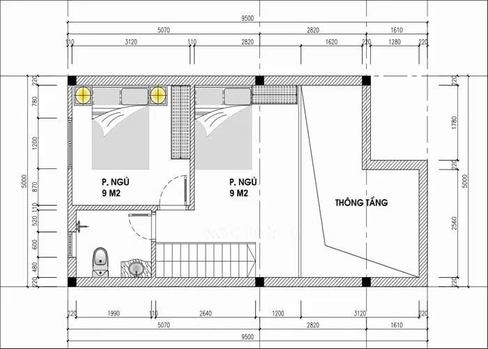 Bí kíp thiết kế nhà cấp 4 5×10 có 2 phòng ngủ đẹp tiện nghi