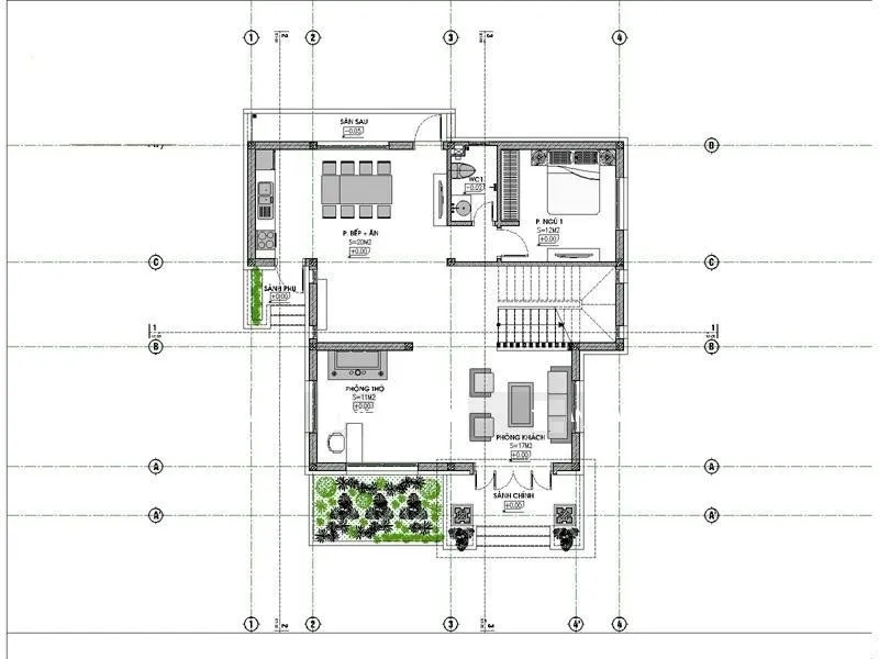 Căn biệt thự 2 tầng 4 phòng ngủ mái thái với kinh phí khoảng 1.5 tỷ