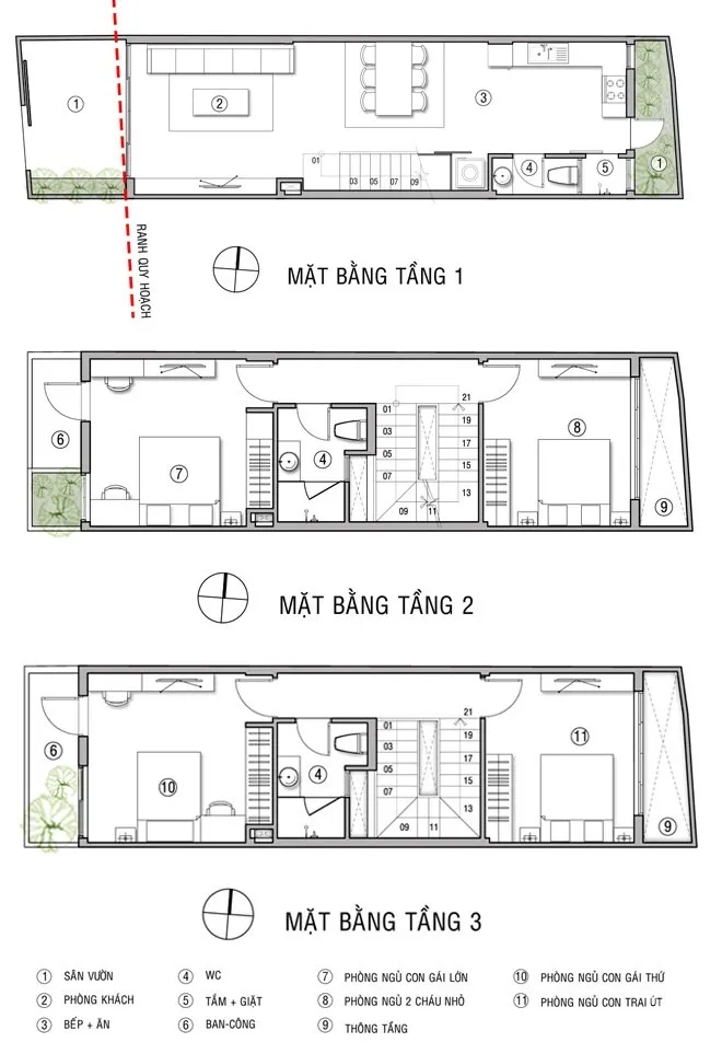 Chi phí thiết kế thi công trọn gói nhà ống 3 tầng hiện đại