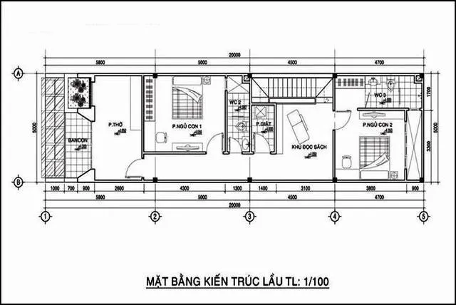 Mẫu Bản vẽ nhà 2 tầng 4×20 tối ưu hóa công năng nhất hiện nay