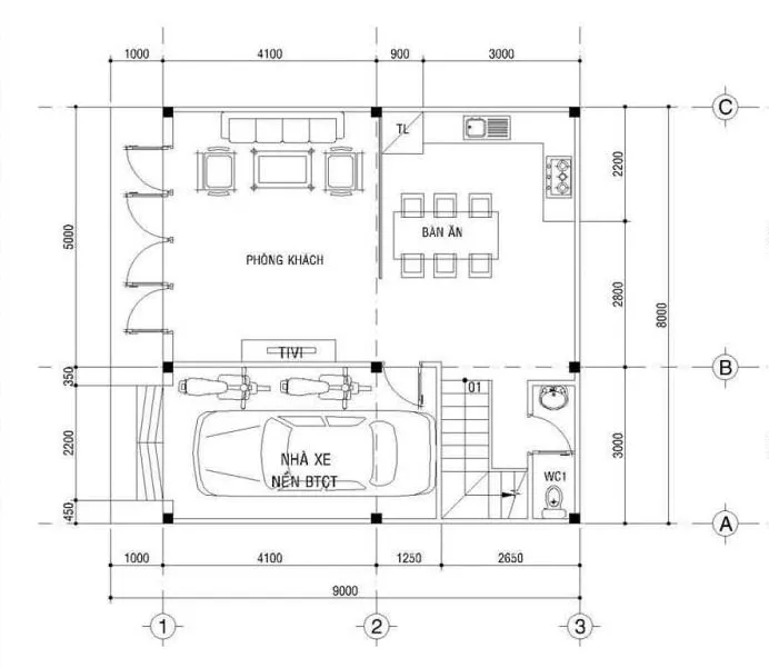 Mẫu bản vẽ nhà 3 tầng hiện đại, mẫu bản vẽ nhà 3 tầng khoa học