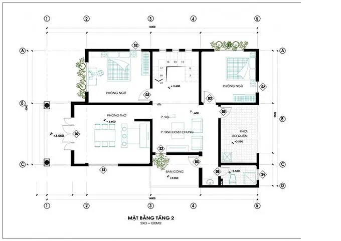 Mẫu biệt thự 2 tầng mái thái 200m2 4 phòng ngủ tại Hưng Yên