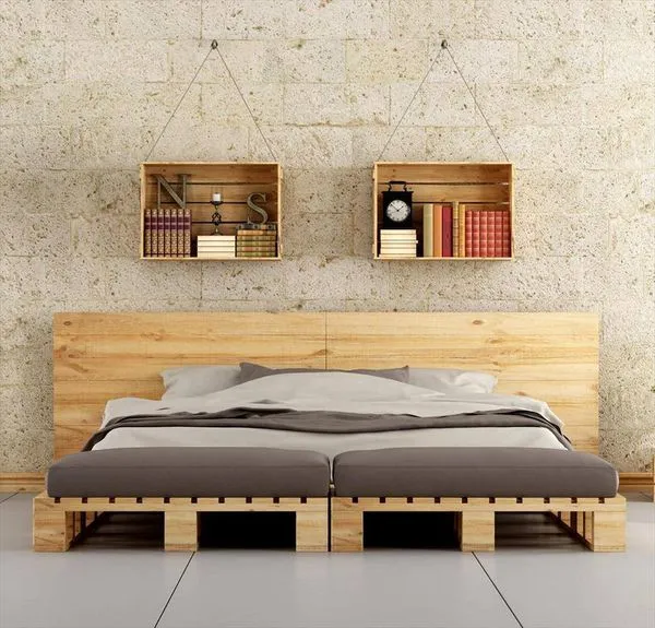 Mẫu giường pallet đẹp phong cách vintage lãng mạn