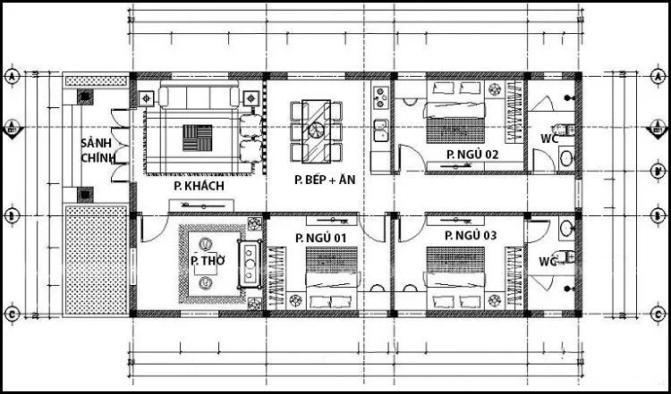 Mẫu nhà 1 tầng 3 phòng ngủ 120m2 đẹp nức lòng giới mộ điệu