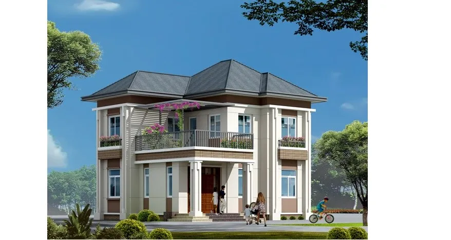 Mẫu nhà 2 tầng hình vuông 100m2