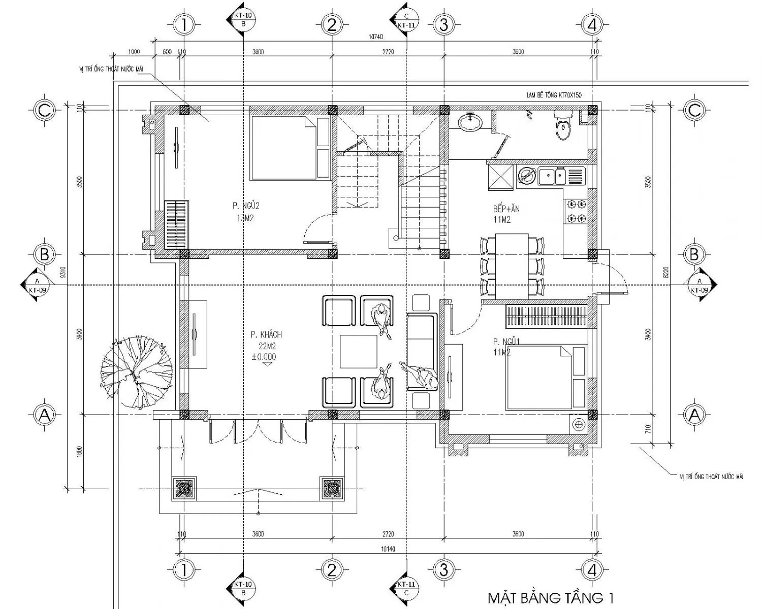 Mẫu nhà 2 tầng hình vuông 100m2