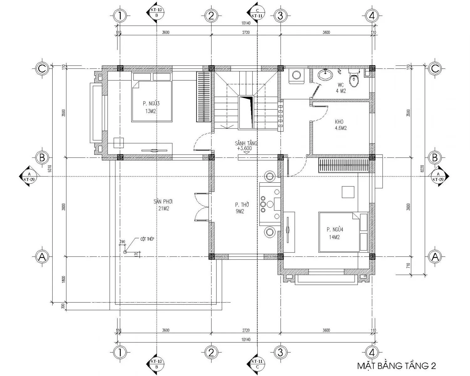 Mẫu nhà 2 tầng hình vuông 100m2