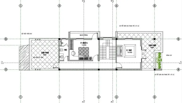 Mẫu nhà 3 tầng 2 mặt tiền hiện đại 5 phòng ngủ 1 phòng thờ