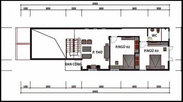 Mẫu nhà cấp 4 có gác lửng 5×20 giá rẻ 3 phòng ngủ