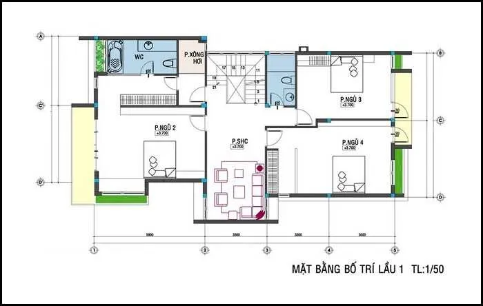 Mẫu nhà ống 2 tầng 4 phòng ngủ 80m2 đẹp đáng xây