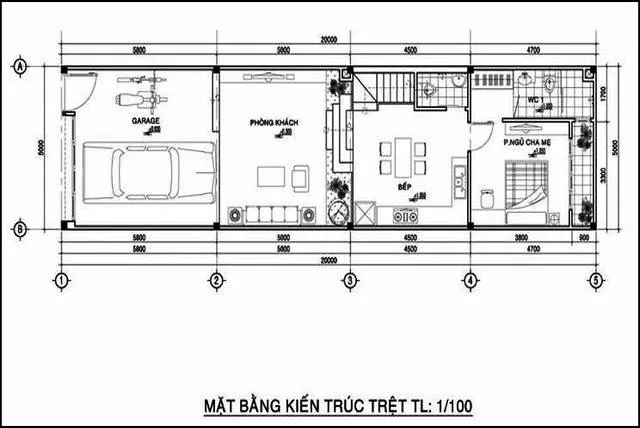 Mẫu nhà ống 2 tầng lệch đẹp 5x20m đốn tim người nhìn