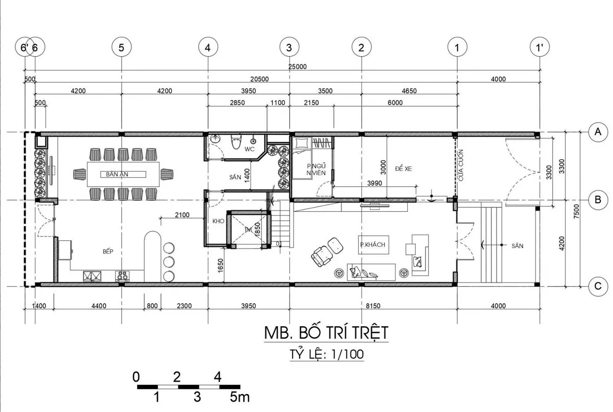 Mẫu nhà phố 3 tầng 4 phòng ngủ mặt tiền 7,5m