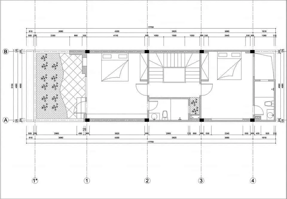 Mẫu nhà phố 4 tầng mặt tiền 5m 4 phòng ngủ