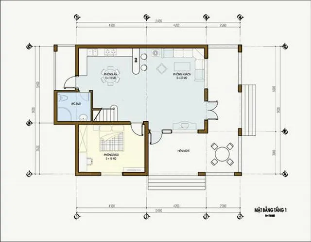 Mẫu nhà vuông 2 tầng 80m2 đẹp mắt và ấn tượng