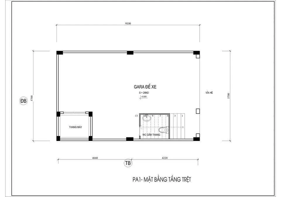 Mẫu thiết kế nội thất nhà phố 3 tầng có gara