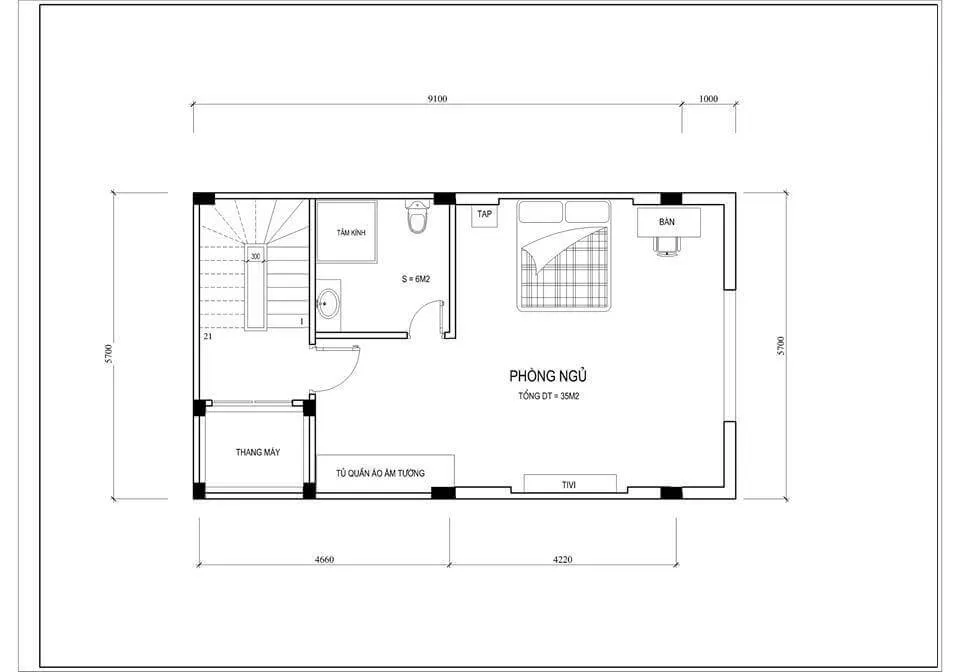 Mẫu thiết kế nội thất nhà phố 3 tầng có gara