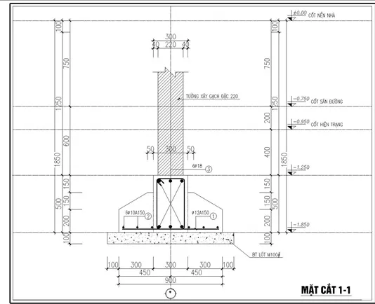 [Miễn phí] Tổng hợp các bản vẽ móng băng nhà 1 tầng, 2 tầng và 3 tầng