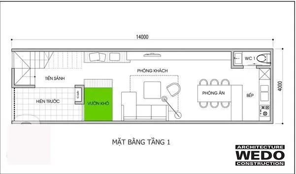 Nhà ống 2 tầng 3 phòng ngủ đẹp trẻ trung tại Thanh Hoá