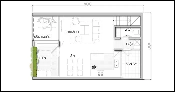 Sưu tầm bản vẽ thiết kế nhà 2 tầng 6x10m bố trí khoa học và tiện nghi