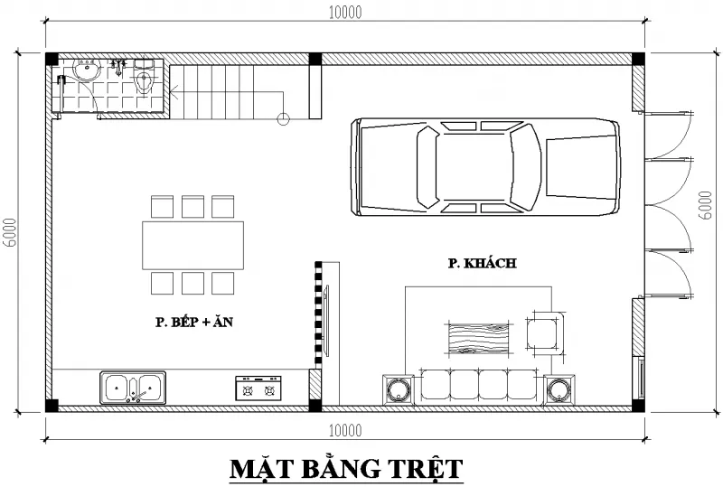 Sưu tầm bản vẽ thiết kế nhà 2 tầng 6x10m bố trí khoa học và tiện nghi