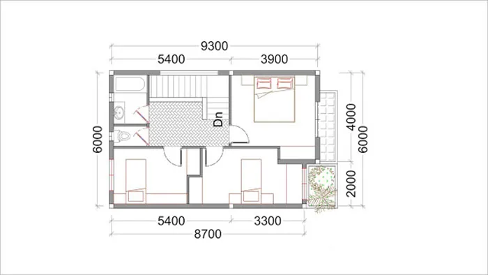 Sưu tầm bản vẽ thiết kế nhà 2 tầng 6x10m bố trí khoa học và tiện nghi