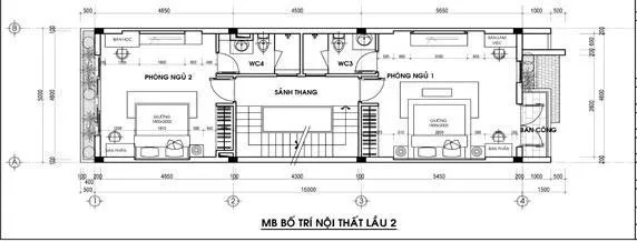 Thiết kế kiến trúc nhà ống 2 tầng hiện đại mặt tiền 4,5m tại Thanh Hoá