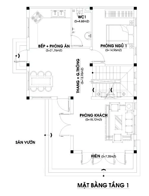 Thiết kế nhà 2 tầng 80m2 tại gia đình anh Hiếu Hưng yên