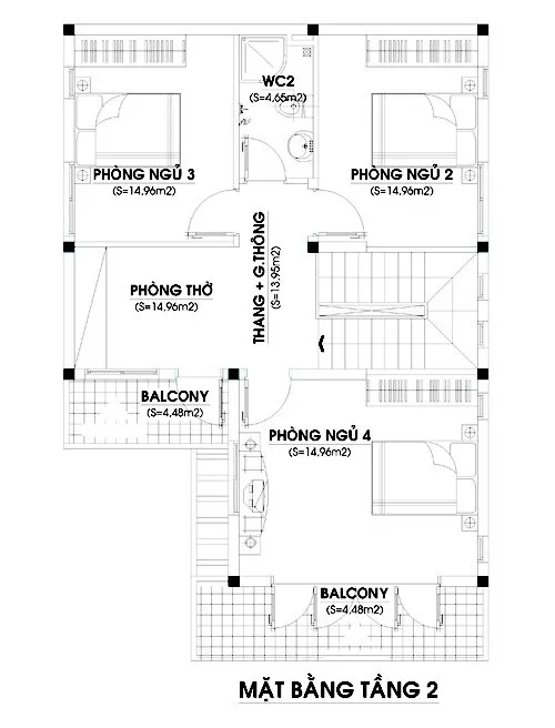 Thiết kế nhà 2 tầng 80m2 tại gia đình anh Hiếu Hưng yên