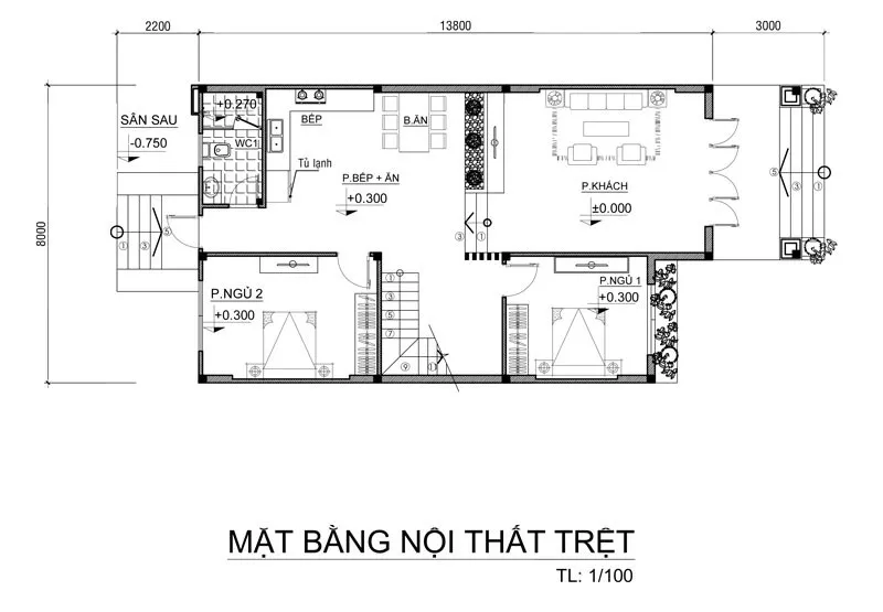 Thiết kế nhà 2 tầng mái thái đẹp tại Lai Châu