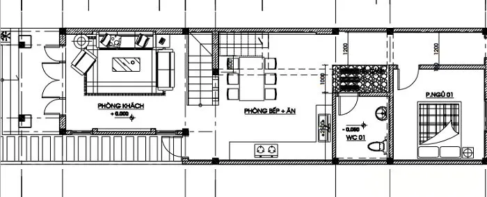 Thiết kế nhà cấp 4 có gác lửng 60m2 tại Yên Bái