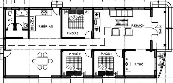 Thiết kế nhà cấp 4 mái thái hiện đại 120m2