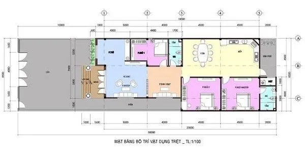 Thiết kế nhà ống 1 tầng mái thái hiện đại 100m2