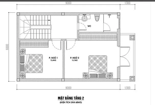 Thiết kế nhà ống 2 tầng 1 tum phong cách hiện đại tại Bắc Giang