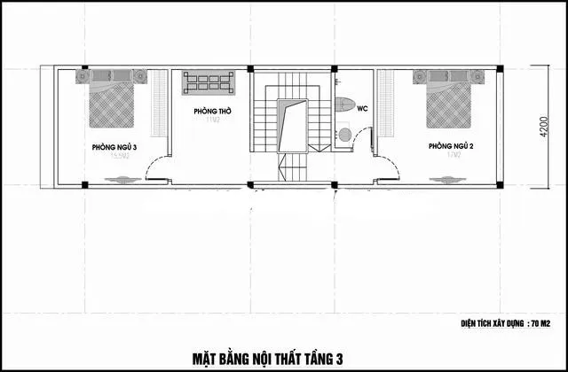 Thiết kế nhà ống 3 tầng 4×15 đơn giản tiện nghi cho gia đình Mr. Quang ở Thanh Trì, Hà Nội