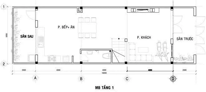 Thiết kế nhà ống 3 tầng 5x20m giá rẻ với phong cách hiện đại