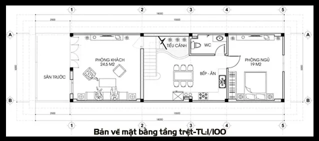 Thiết kế nhà ống 3 tầng mặt tiền 5m đẹp cho gia đình anh Hùng – Long Biên