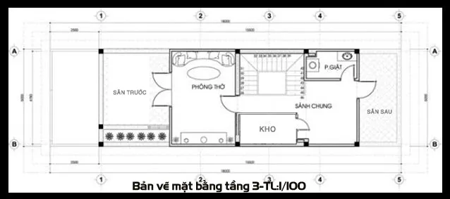 Thiết kế nhà ống 3 tầng mặt tiền 5m đẹp cho gia đình anh Hùng – Long Biên