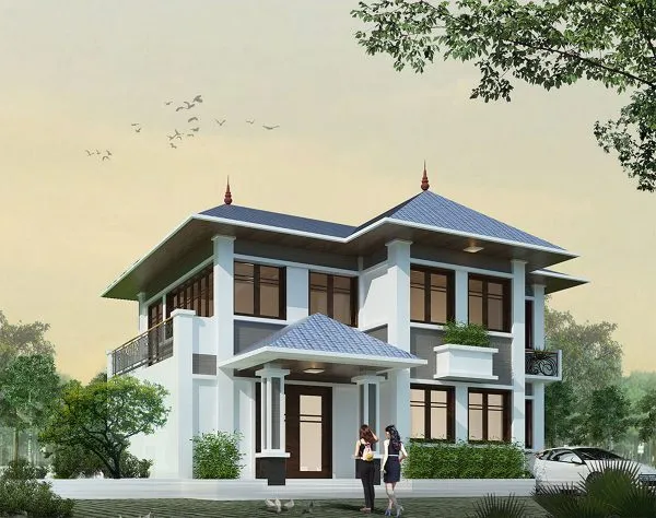 Thiết kế nhà vườn 2 tầng ở nông thôn 100m2 đầy ấn tượng