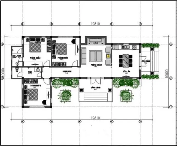 Thiết kế nhà vườn cấp 4 200m2 3 phòng ngủ theo phong thủy