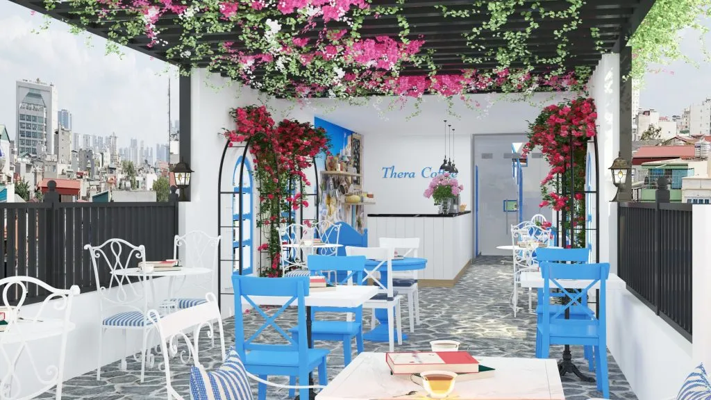 Thú vị với thiết kế quán cafe phong cách Santorini