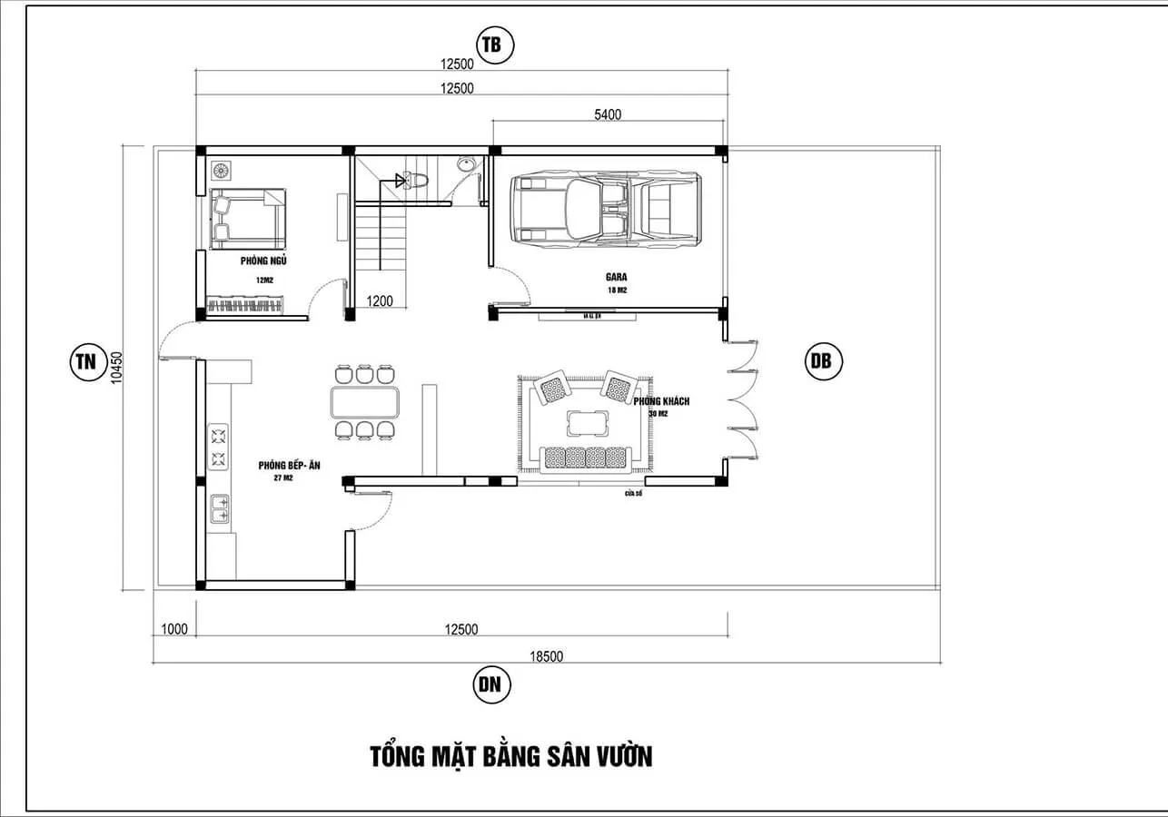 TOP 3 mẫu bản vẽ biệt thự 3 tầng mặt tiền rộng