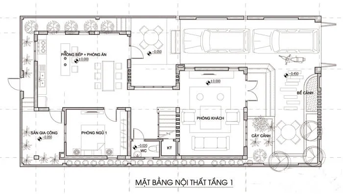 TOP 3 mẫu bản vẽ biệt thự 3 tầng mặt tiền rộng