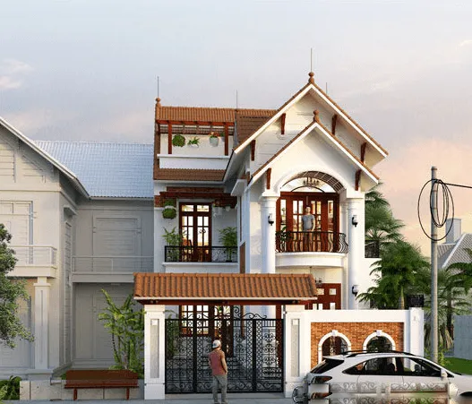 Tư vấn nhà 2 tầng mái thái nông thôn 100m2 siêu đẹp tại Thái Bình