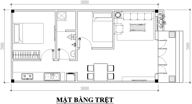 Tư vấn thiết kế mẫu nhà cấp 4 ngang 5m dài 10m đẹp xây liền tay