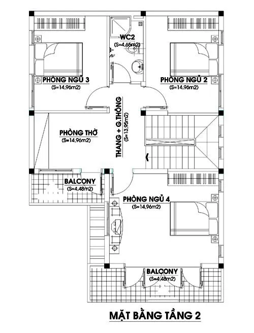 Tư vấn thiết kế nhà 2 tầng mái thái 100m2 tại Sóc Sơn – Hà Nội