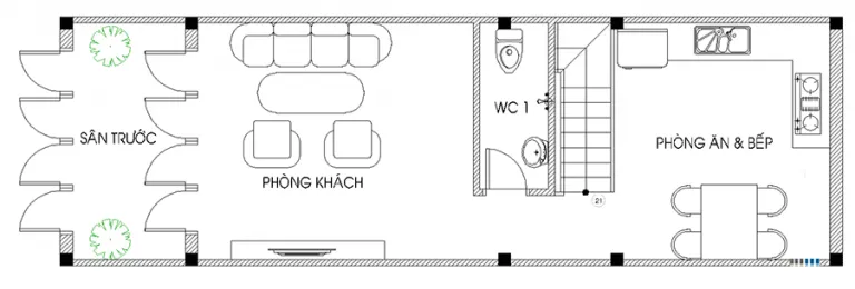 Tư vấn thiết kế nhà ống 3 tầng 4x14m